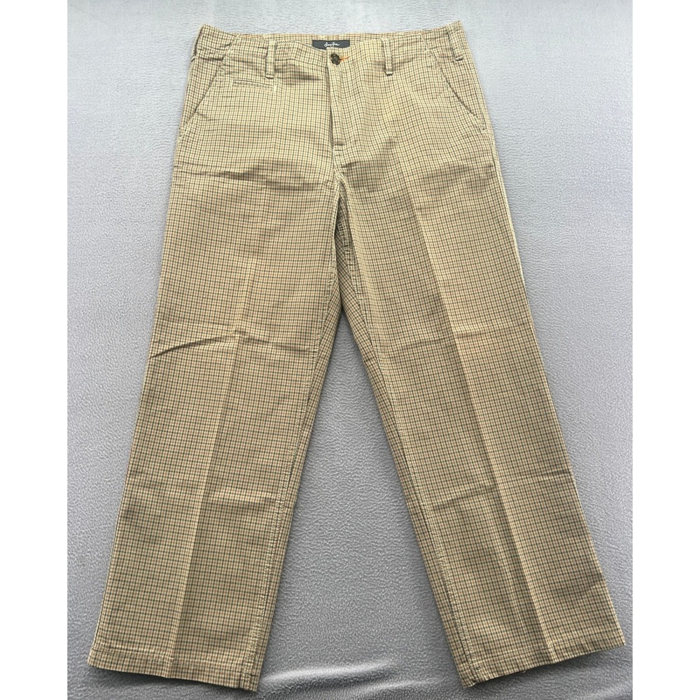 VTG Sean John Pants Mens 36x32 Brown Tan Plaid Baggy Leg Flat Front Y2K